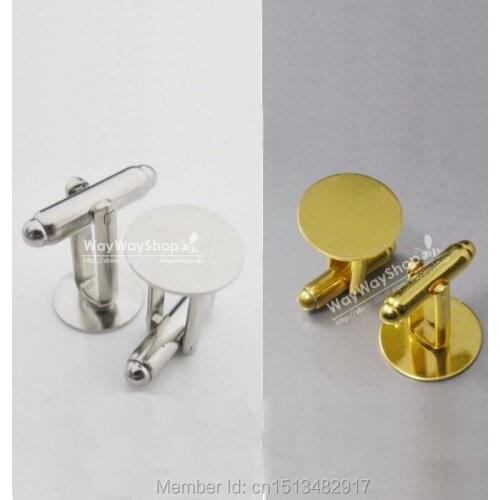 400 pcs 5/8'' 15mm CuffLink Blank Plated Pad Metal CUFF LINKS Blank Nickle Gold choice