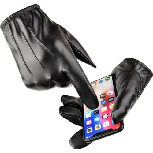 Winter Men Gloves Anti-skid Touch Screen Outdoor Driving Warm Quality Black Leather Windproof Waterproof Motorcycle Gloves New