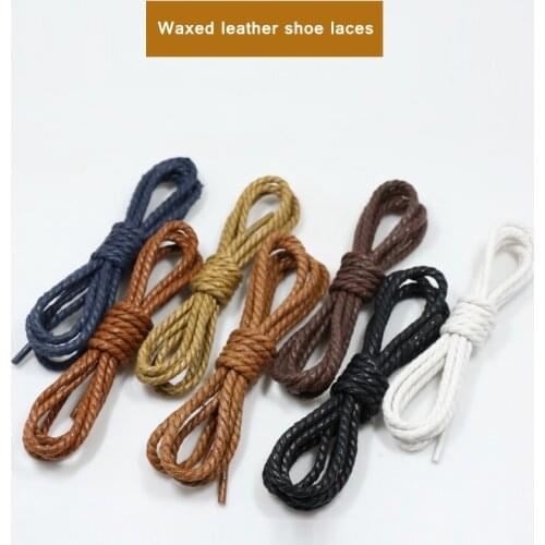 1Pair Shoelce Casual Leather Shoelaces Waxed Round shoe laces Shoestring Martin Boots Sport Shoes Cord Ropes 60/90/120/150CM P-4