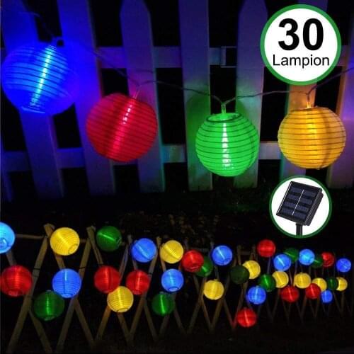 10/20/30pc Lantern Ball Solar String Light Globe Ball Christmas Party Fairy String Light Outdoor Patio Garden Garland Waterproof