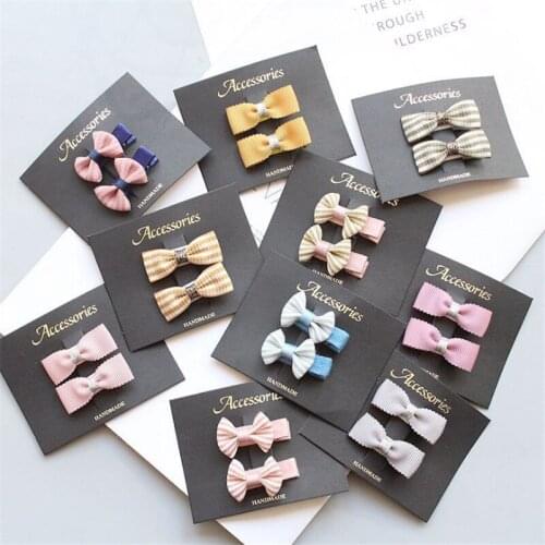 10set/lot Fashion Cute Gingham Bow Kids Hair Clip Classical Glitter Solid Color Bow Hair Rope Hairpin For Girls Hair Accessories