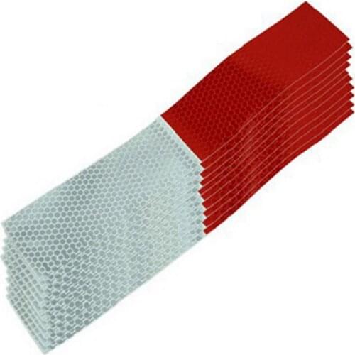 10 PCS Car Reflective Signs Stickers Car Bright Reflective Stickers Red and White Reflective Strip Alert Strip for Big Truck