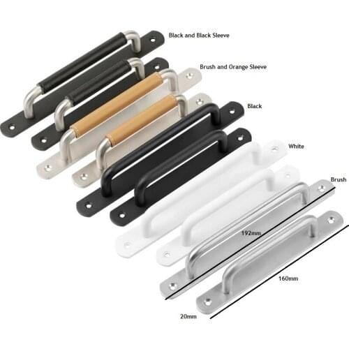 2Pcs/Lot 304 Stainless Steel Furniture Closet Bedroom Sliding door pull push Plate handle with Leather Sleeve Sheath