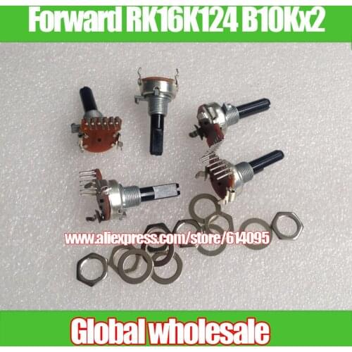 5PCS Forward RK16K124 Volume Dual 6-pin potentiometer B10Kx2 / handle length 25MM