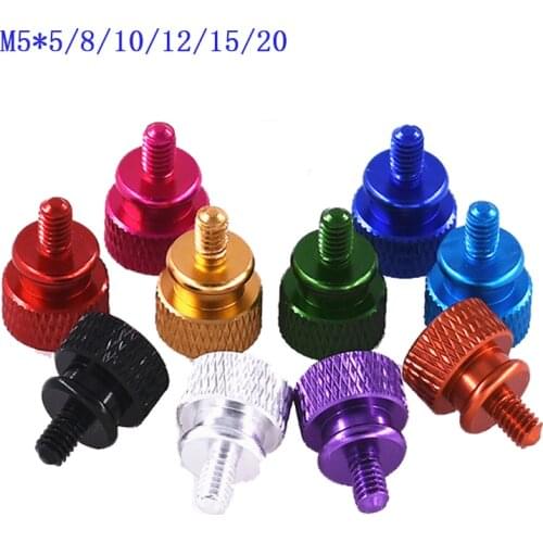 5pcs/lot M5x5/8/10/12/15/20 Knurled Hand-Tighten Round Plat Head Screws Colorful Decoration Computer Side Panel Screws