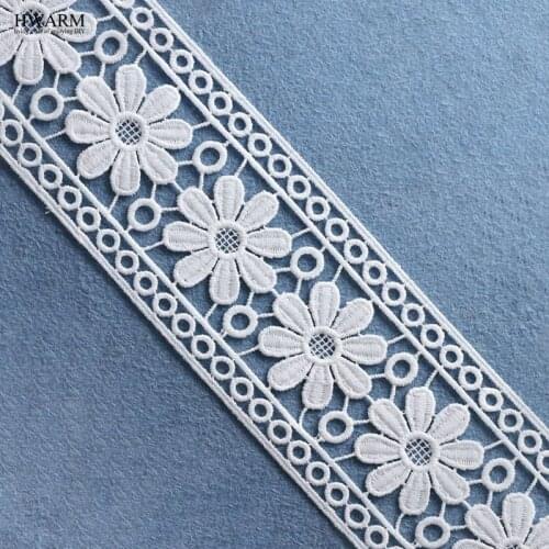 5yard 8cm lace fabric ribbon weddding decoration for home New bilateral white elastic water-soluble embroidery lace delicate
