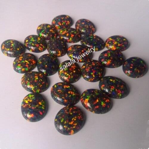 50pcs/lot Free Shipping 10x12 MM OP34 Synthetic Black Fire Opal ,Oval Cabochon Opal Stone for Body Piercing Jewelry