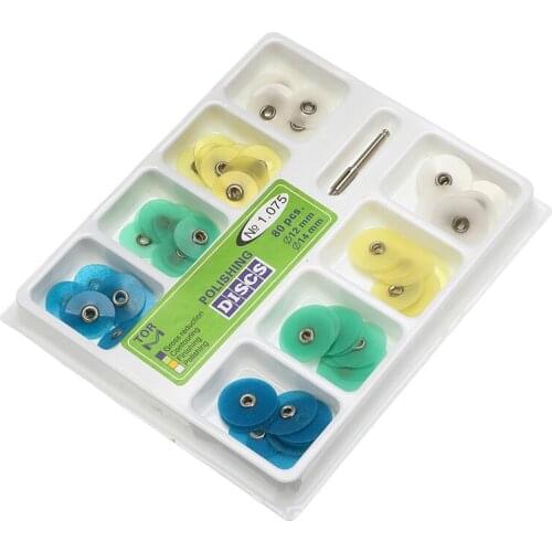 80pcs/Set 12mm 14mm Dental Finishing and Polishing Discs Metal Bush Composite Finishing Contouring Kit Set Oral Dental Tool