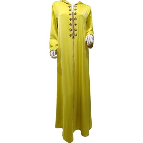 Abaya Dubai Muslim Women Hooded Dress Embroidery Rhinestone Islamic Kaftan Robe