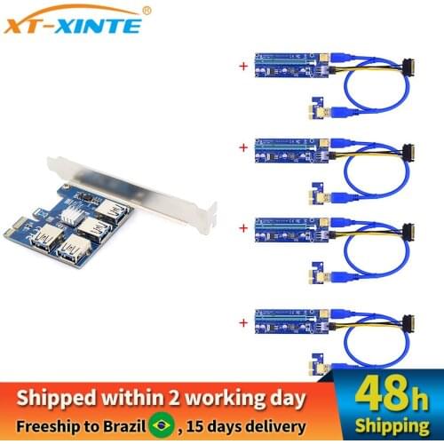 XT-XINTE PCIe Adapter 1 to 4 USB 3.0 Slot PCI Express Riser Card 1x to 16x Multiplier Hub Board For BTC Bitcoin Mining Miner