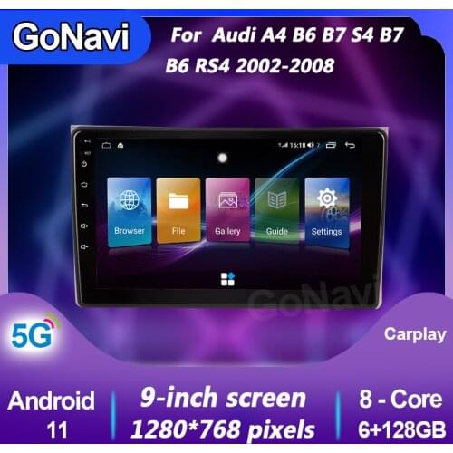 GoNavi Android 11 Car Radio Auto For Audi A4 B6 B7 S4 B7 B6 RS4 Central Multimedia GPS DVD Player Navigation System 5G 2002-2008