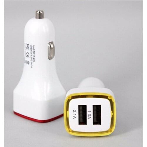 Square LED rocket car charger double two 2 USB quick charge vehicle-mounted mobile charger lights for iphone 7 6 5 samsung 300 p