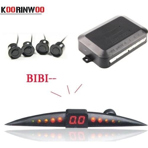 Koorinwoo 2021 LCD Displaty Car Parking Assi 4 Probe Radar Alarm Alert Indicator 4 Probe Parktronic Sensors Car-detector Black