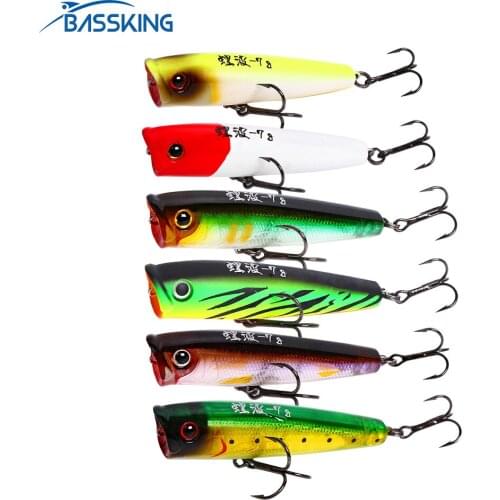 BASSKING Floating Bait 65mm7g Top Water Fishing Lure Isca Artificial Para Pesca Leurre Peche Popper Lure Wobbler Hard Wake Bait