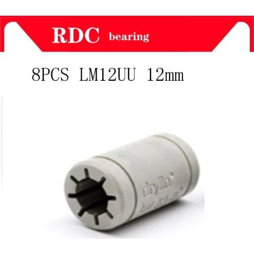 Free shipping 8pcs*3D Printer High quality Solid Polymer LM12UU Bearing - 12mm shaft RJMP-01-12 Solid Plastic Bearing, 12 mm ID