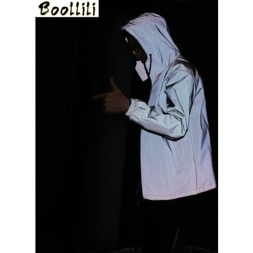 Boolili 3M Reflective Jackets Men Women Casual Stripes Reflective Jacket Coat Night Sporting Windbreaker 3M Reflective Jackets