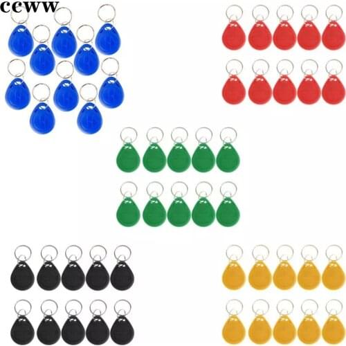 10Pcs 125KHZ RFID Proximity ID Token Tags Key Fobs Access System Keyfobs Read Only RFID EM4100 TK4100 Keychain Control Card