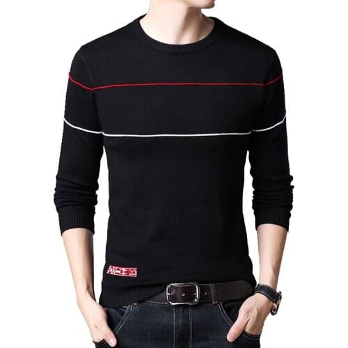 BROWON Brand 2020 Autumn Fashion Casual Men Pullovers Knitted Striped Male Sweater Men Dress Slim Sweaters Jersey Clothing