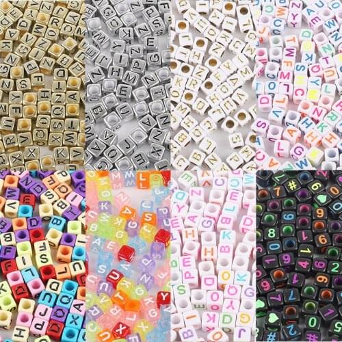 100/200/300/500pcs Mix Color Letter Acrylic Beads Russia Alphabet 6x6mm Square Cube Number Beads For Garment Sewing Supplies DIY