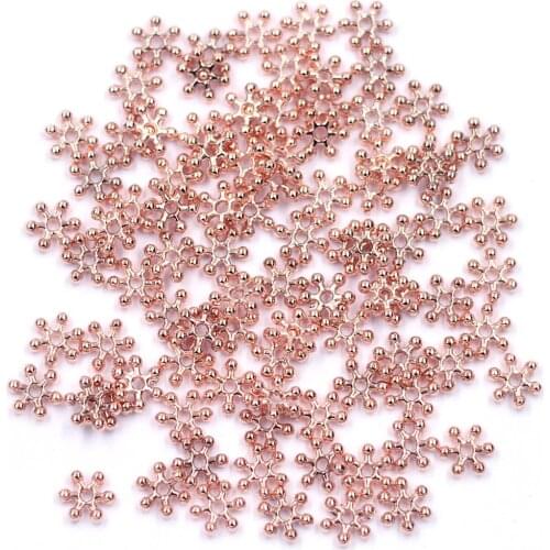 600Pcs Spacer Beads Snowflake Christmas Rose Gold Zinc Metal Alloy For Charm Bracelet Jewelry DIY Findings 8x7mm