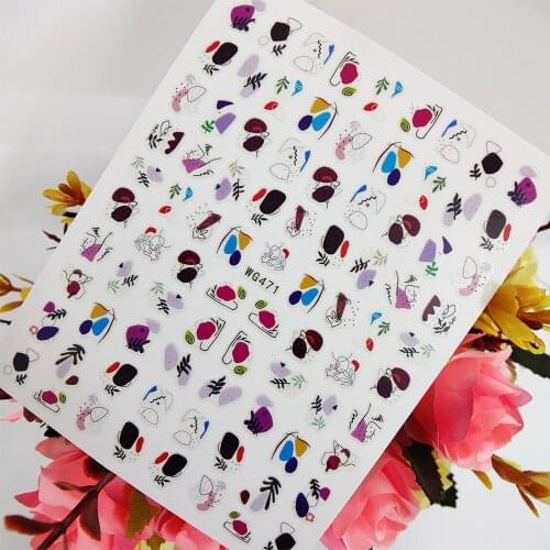 Colorful Line Pattern Geometry Stickers for Nails Self Adhesive 3D Sliders Nail Art Decoraciones Foil Design Manicure Accesorios