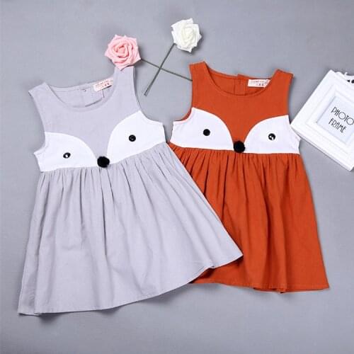 Girls Fox dress Summer Cute Fox Dress Cartoon Toddler Girl Clothing Sleeveless Kids Dresses