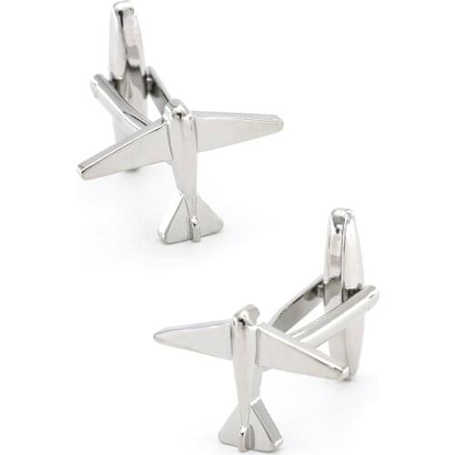 Traffic Design Airplane Cufflinks Quality Brass Material Silver Color Cuff Links Wholesale & Retail
