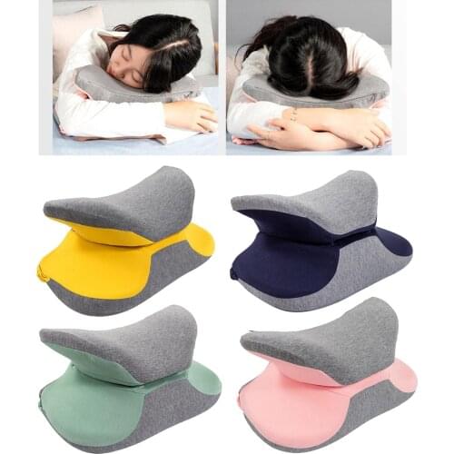 Travel Pillow Memory Foam Neck Pillow Support Pillow Portable Compact & Lightweight Nap Pillow for Office Sleeping Rest Cushion
