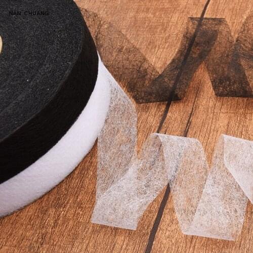 Nanchuang Nonwoven adhesive interlining Double-sided fusible For DIY Cloth Dolls Material 10mm/15mm/20mm/30mm*70Yard Black White