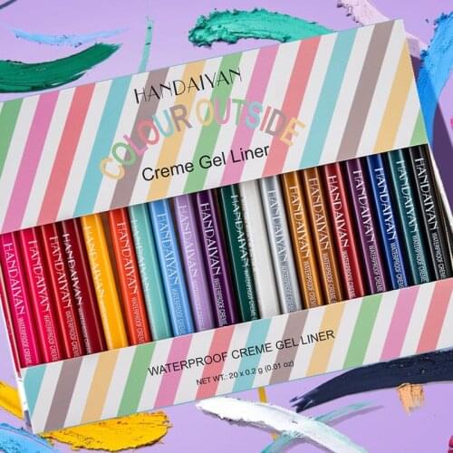 20 Pcs/set HANDAIYAN Gel Eyeliner Pen Waterproof Sweatproof Quick-drying No Smudging Eyeliner Pen Ultra-fine Eyeliner