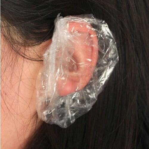 Hot Sale 100pcs Disposable Waterproof Transparent Ear Cover Bath Shower Salon Ear Protector Household Hair Dyeing Earmuffs