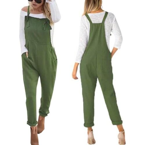 Hirigin Spring Women Pocket Cotton Linen Casual Sleeveless Jumpsuits 2021 Fashion Streetwear Casual Outfits Overalls Romper