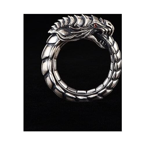 Personality Silver Plated Ouroboros Snake Ring for Men Women Motorcycle Party Biker Ring Punk Style Viper Ring Fashion Jewelry