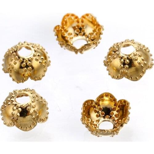 50pcs 6mm Brass Flower bead cap gold plated Spacer Bead DIY for Jewelry Making Bracelet Findings Necklace Accessories