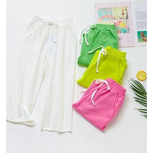 Summer new anti-mosquito pants thin 2020 summer girls solid color casual pants Korean wide leg long pants for girls kids clothes