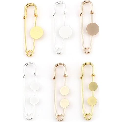 Copper Iron Metal Cabochon Settings Pin Brooches Findings Pin Round Glue On Handmade DIY Making Jewelry(Fits 12mm Dia.),10PCs