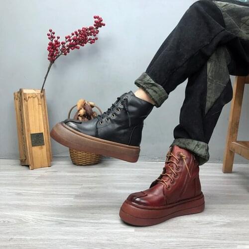 Fashion New Style Women Short Boots Mid Heel Ankle Boots Casual Shoes Outdoor Zipper Genuine Leather Winter Warm Plush Boots