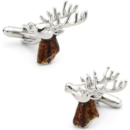 Mens Deer Cuff Link Copper Material Coffee Color