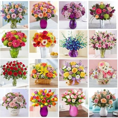 5D Full Diamond Mosaic Vase DIY Cross Stitch Set Flower Home Decoration Christmas Gift Wall Decoration Painting