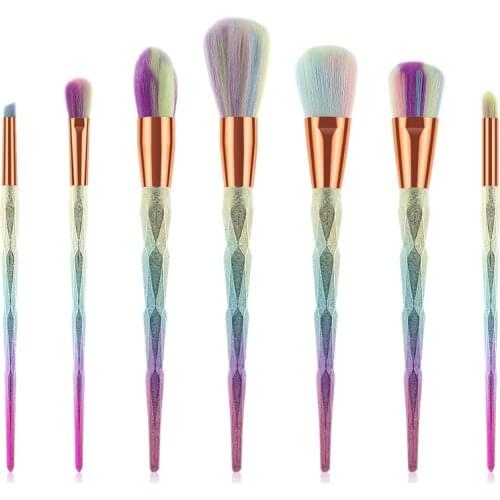7pcs/set Makeup Brushes Set Diamond Dull Polish For Eyebrow Eyeshadow Foundation Concealer Contour Powder Face Brush T07073