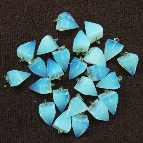 2017 New fashion high quality opal stone pyramid pendants charms for jewelry making 24pcs/lot Wholesale free shipping