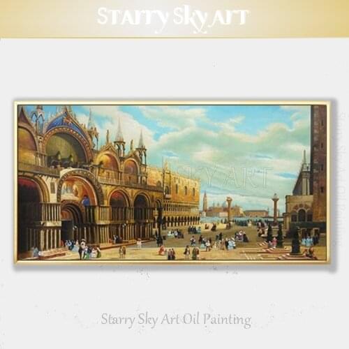 New Design Artist Hand-painted High Quality Luxury Fine Art Venice Cathedral Oil Painting Beautiful Venice Cathedral Painting