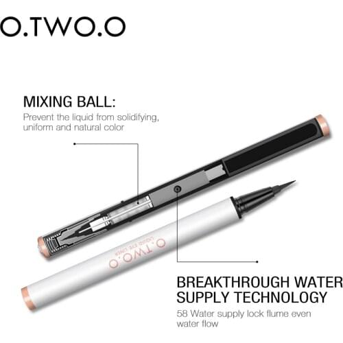 O.Two.O Dazzling black color ingress a molded waterproof eyeliner Long Lasting Not Smudge Matte Eye Liner Quick Dry Makeup