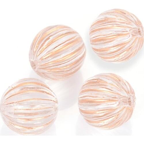 Wholesale 12MM Plating Acrylic Stripe Round Shape Antique Design Spacer Beads For Diy Handmade Jewelry Making Accessories