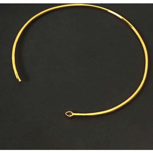 S925 sterling silver pear-shaped stone grain open collar design necklace female fashion personality luxury simple birthday gift