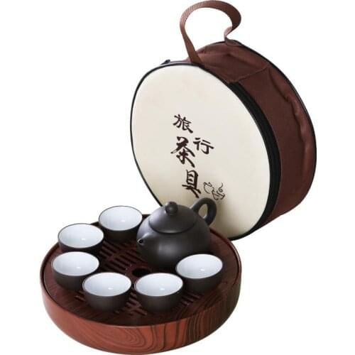 Portable carrying package Zisha Teapot Cups Plastic Tea Tray package China Kung Fu Tea Set Simple mini outdoor travel Tea Set