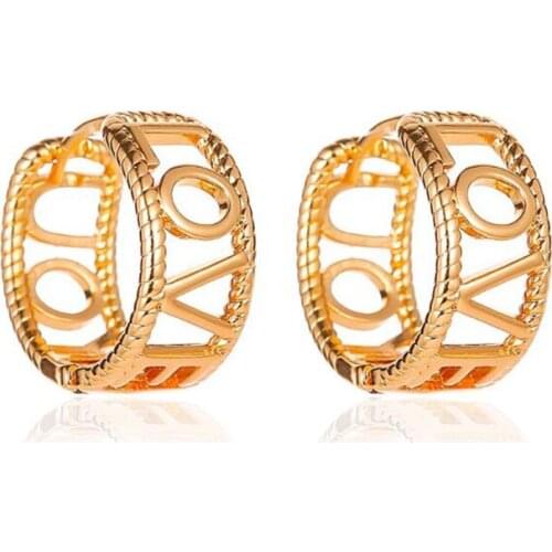 Simple Hollow Letters I Love you Hoop Earrings for Lover Women Gold Silver Color Dangle Earring Fashion Female Jewelry Gifts