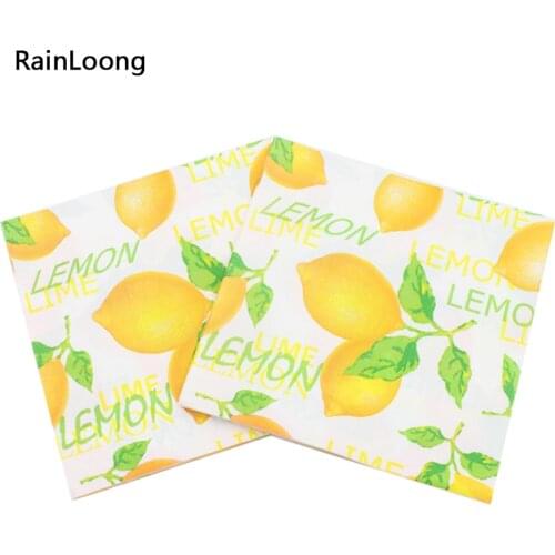 [RainLoong] Lemon Napkin Fruit Festive & Party Supplies Tissue Printed Orange Napkin Colorful 33cm*33cm 1 pack (20pcs/pack)
