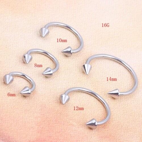 Steel Piercing Horseshoe 16G 6-14mm Silver Barbells Horseshoe Lip Nose Eyebrow Septum Ring Nipple Penis Body Piercing
