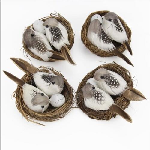 Creative Artificial Birds Nest & Egg Decorative Crafts for Garden Home Decor